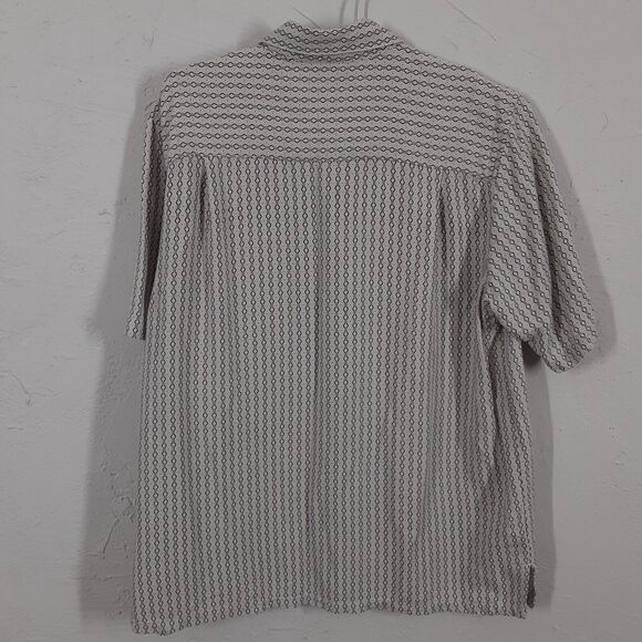 Island Republic Adult Mens M Silk Blend Hawaiin Geometric Short Sleeve Shirt - Picture 6 of 8